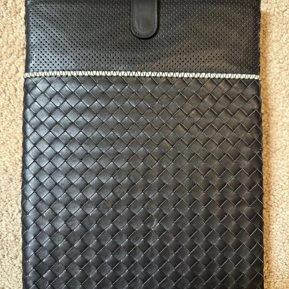 BOTTEGA VENETA Black Leather Woven iPad Tablet Case/Sleeve Made in Italy NEW